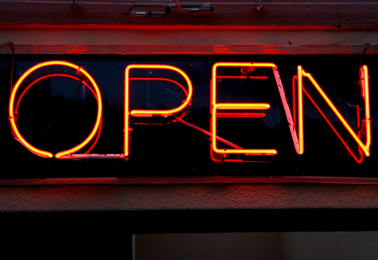 Open sign made out of neon